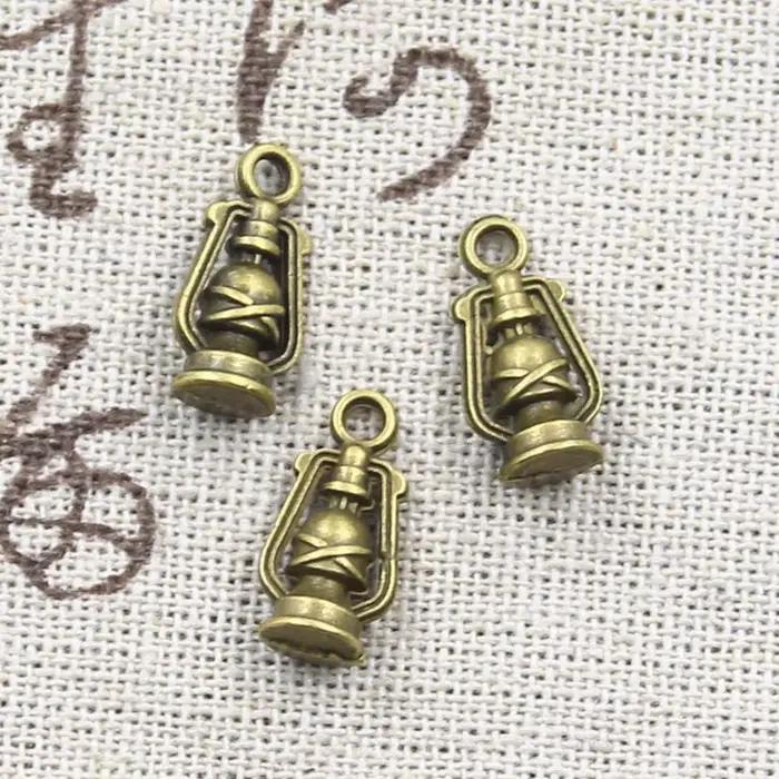 30 pièces breloques Antique lampe à huile 16x8x6mm Antique argent couleur plaqué pendentifs faisant 