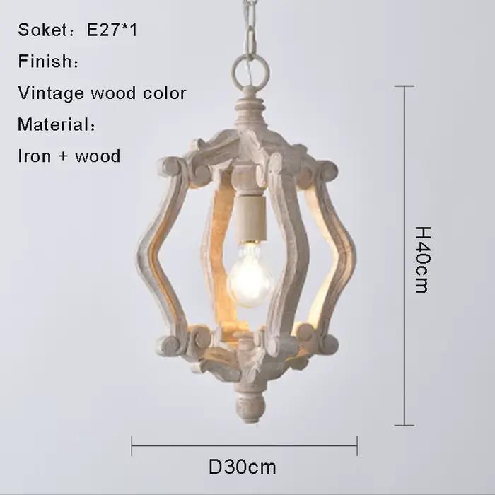 Loft lustre en bois Suspension lumière Antique nordique lampe suspendue américain rétro lampe Restau