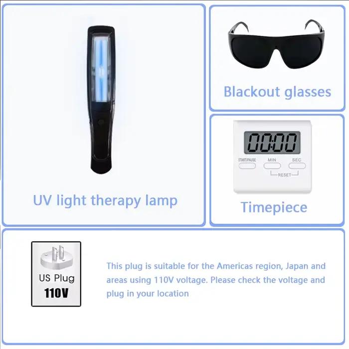 Lampe UVB pour la thérapie du psoriasis, lampe de traitement cutané, lumière ultraviolette à bande é