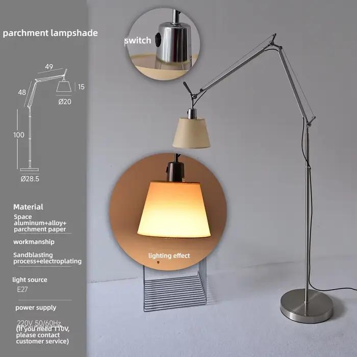 Lampe sur pied LED moderne italienne à bras articulé pour la décoration intérieure, salon, canapé, c