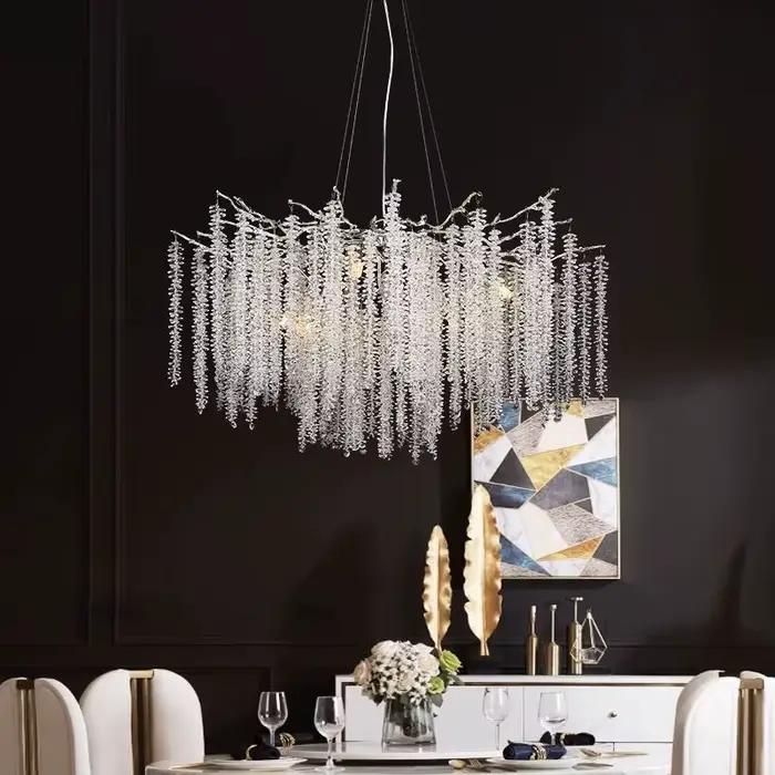 Lustre LED de luxe de styliste français K9, lampes suspendues en forme de branche en cristal, décora