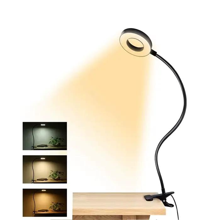 Lampe de bureau à clipser 48 LED 360 ° Lampe de Table de lecture à col de cygne Flexible, pince USB 