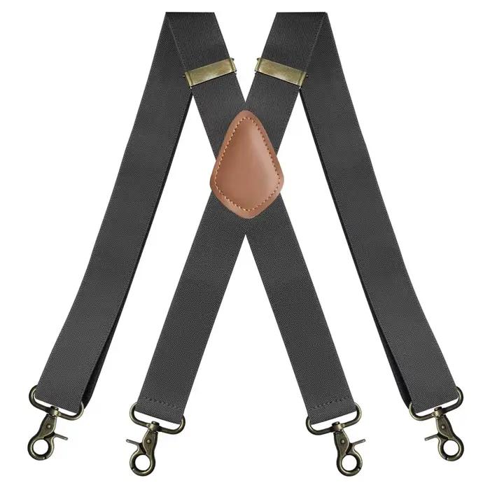 Bretelles Vintage pour hommes, travail robuste, grand, haut, 3.5cm de large, en forme de X, 4 mousqu