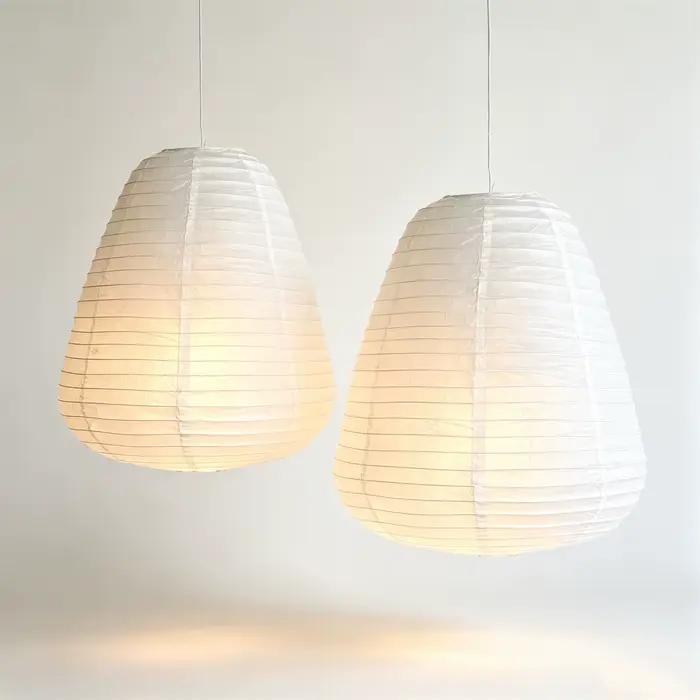 Lot de 2 abat-jour en papier de riz pour lampe suspendue, style Wabi Sabi Japandi, pour salon, chamb