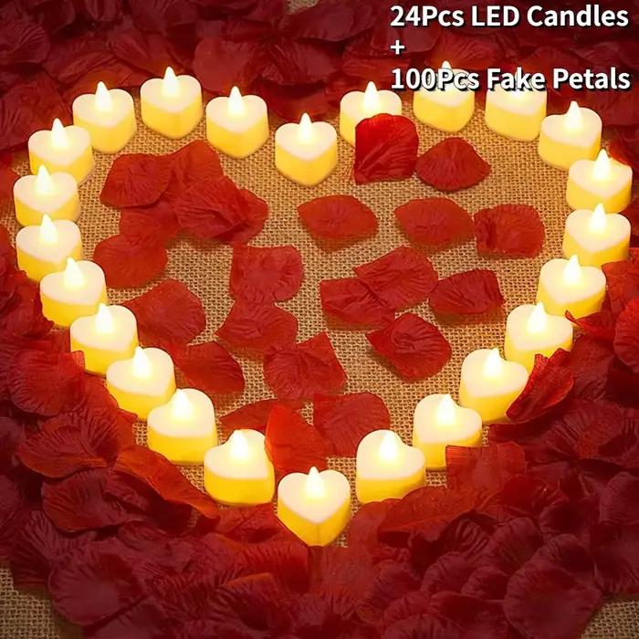 Bougie LED sans flamme pour la maison, bougie chauffe-plat électronique en forme de cœur, alimenté p