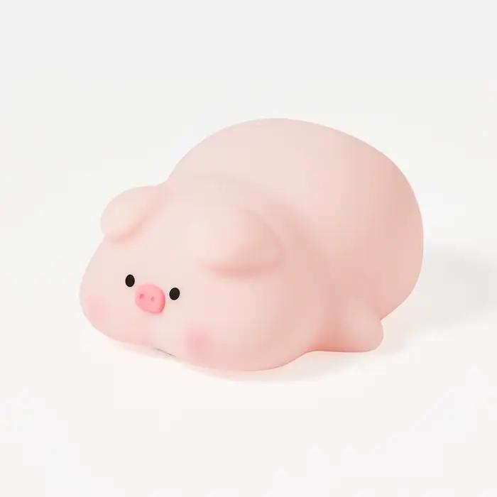 Veilleuse LED en silicone cochon rose mignon, rechargeable par USB, à commande tactile, pour chambre