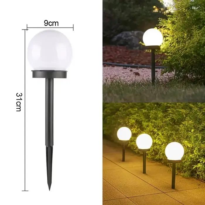 Boule Ronde Solaire à LED, Éclairage d'Extérieur Étanche, Décoration de Jardin, Cour, Pelouse, Rue
