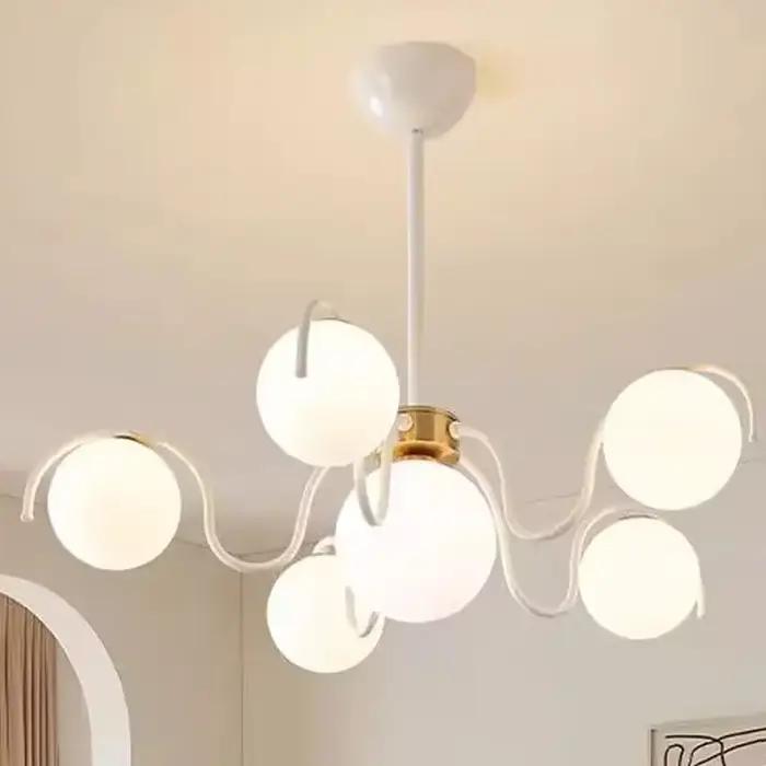 Moderne créatif LED plafond lustre lampe Design rond verre Suspension pendentif lumière décor à la m