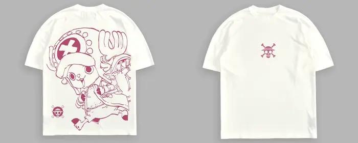 T-shirt imprimé One Piece Tony Tony Chopper, T-shirt à manches courtes 100% coton tendance et polyva