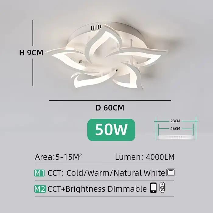 Plafonnier LED intelligent en forme de fleur, design moderne, avec télécommande, luminaire décoratif