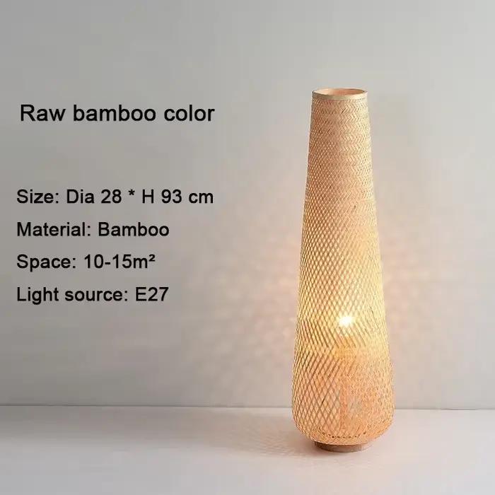 Lampadaire LED tissé en bambou tissé à la main, Style japonais Wabi Sabi, pour salon, chambre à couc