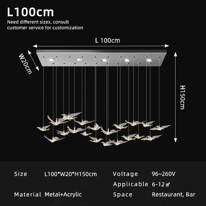 Suspension lustre Design oiseau lampe suspendue Table à manger salle à manger lustre Rectangle cuisi