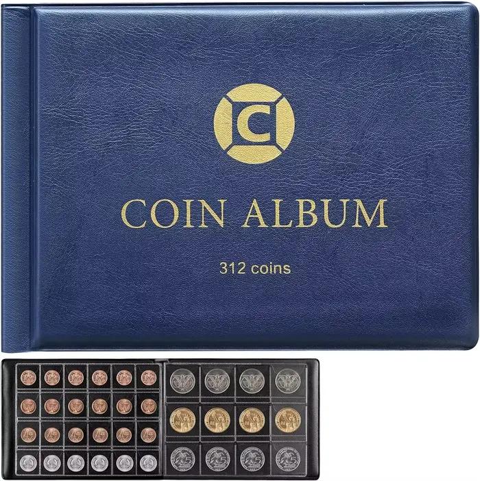 Classeur pour pièces de monnaie de collection, album de collection à 312 pochettes, adapté aux pièce