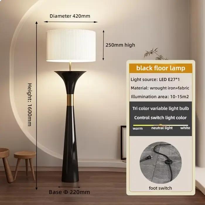 Lampadaire LED en tissu médiéval français en noyer, lampe de chevet pour chambre à coucher, salon, c