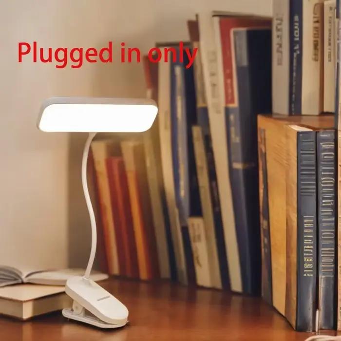 Lampe de bureau à pince LED avec protection oculaire, 360 °   Lampe de bureau LED flexible, recharge