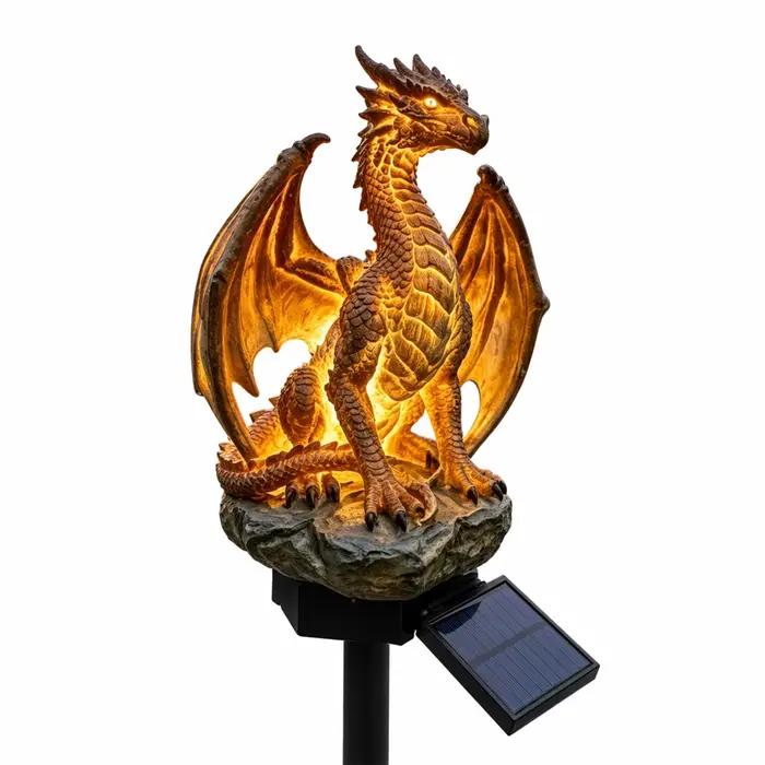 Lampe solaire LED en forme de dragon, figurine d'animal mignonne, lumière de nuit pour patio, balcon
