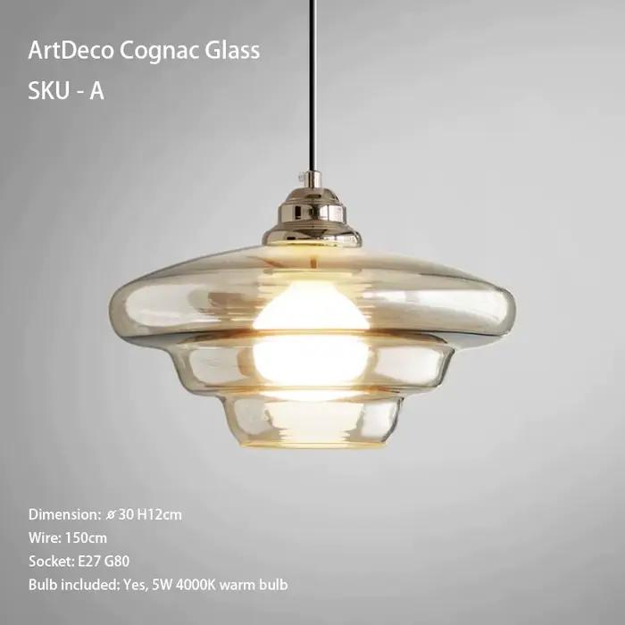 CAREN-Lampe Suspendue en Verre Style Art Déco, Design Rétro, Charme Moderne, Élégant, Minimaliste, E