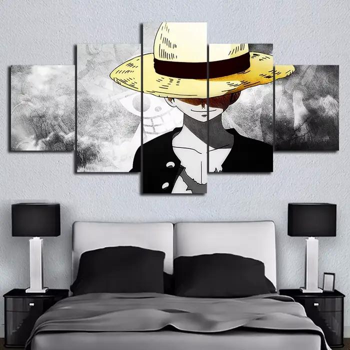 5 pièces HD mur Art Anime affiche photo une pièce singe D. Luffy affiche peinture murale pour la déc