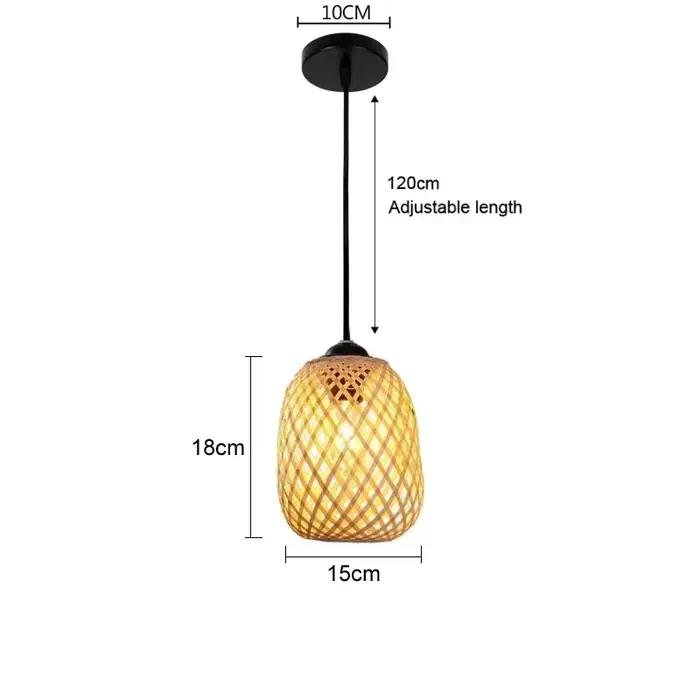 Bambou tissage à la main pendentif lumières 38 cm suspendu LED plafonnier lustre luminaire rotin art