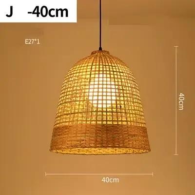 Plafonnier LED Rond en Rotin Tissé à la Main de 40cm, Éclairage Suspendu en Bambou, Vintage, pour Re