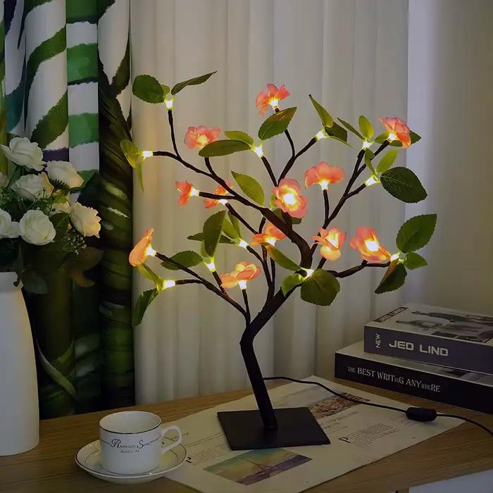 Lampe LED à Motif de Fleur de Prunier, Luminaire Décoratif d'Nik, Style Créatif, Idéal comme Cadeau
