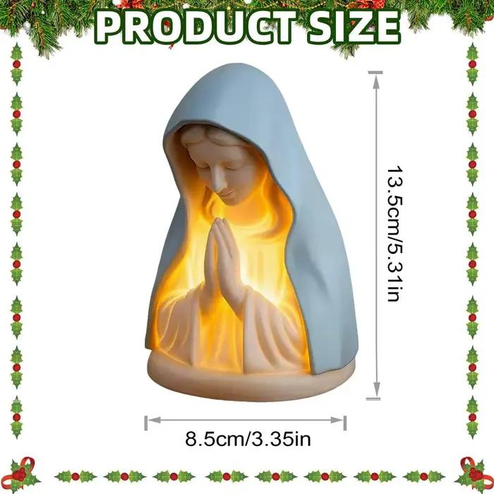 Lampe Vierge Marie, éclairage chaleureux, figurine artisanale, veilleuse catholique pour la maison, 