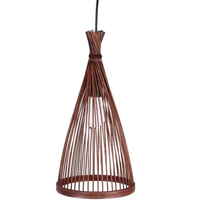 Lampe Suspendue Vintage en Bambou, Faite à la Main, Base en Bois, Luminaire Décoratif d'Nik, Idéal p
