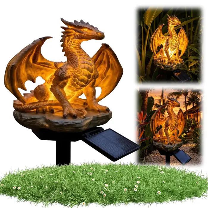 Lampe solaire de jardin Dragon, lumière douce et chaude, figurine de dragon, forme gothique unique p