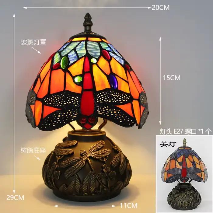 France lampe de Table 8 pouces vitrail lampe de chevet rouge Rose bureau lampe de lecture chambre sa