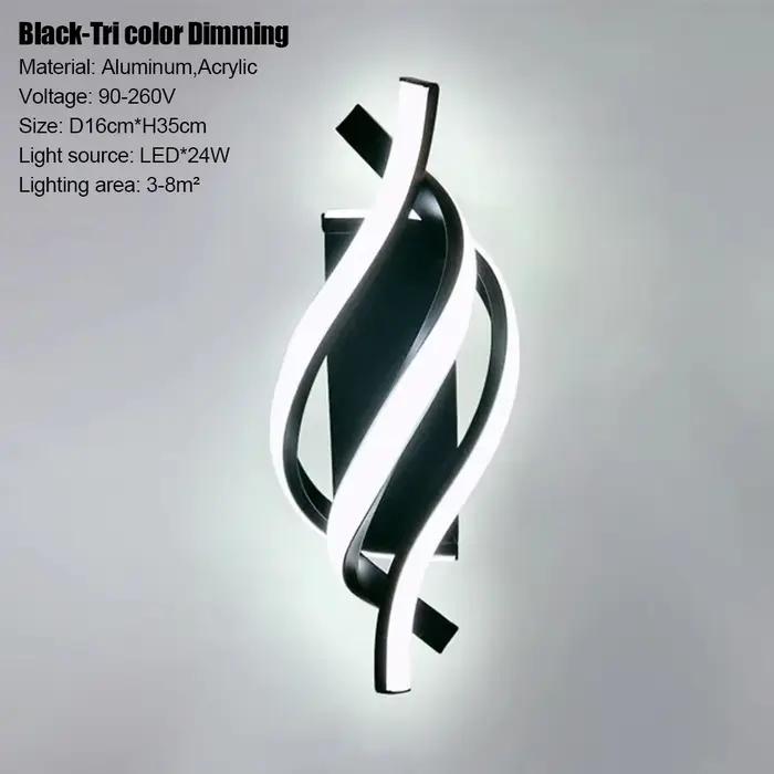 Moderne 3 couleurs mur LED lampe minimaliste noir blanc ligne décor lumières pour chambre chevet mur