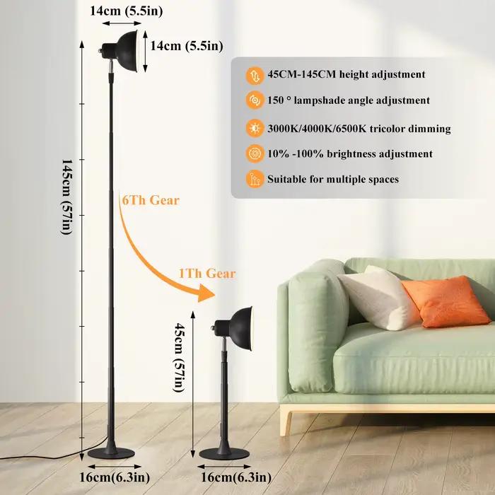 Lampadaire minimaliste moderne hauteur réglable 3 couleurs Dimmable prise USB ue US chambre chevet c