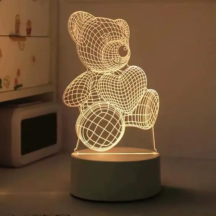 LED 3D créatif amour ours lampe acrylique USB veilleuses lampe décor de noël pour la maison chambre 