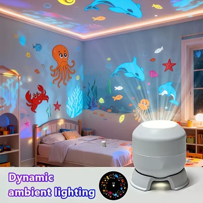 Lampe de nuit LED rotative à 360 degrés pour décoration intérieure ambiance sous-marine cadeau pour vacances et soirées familiales