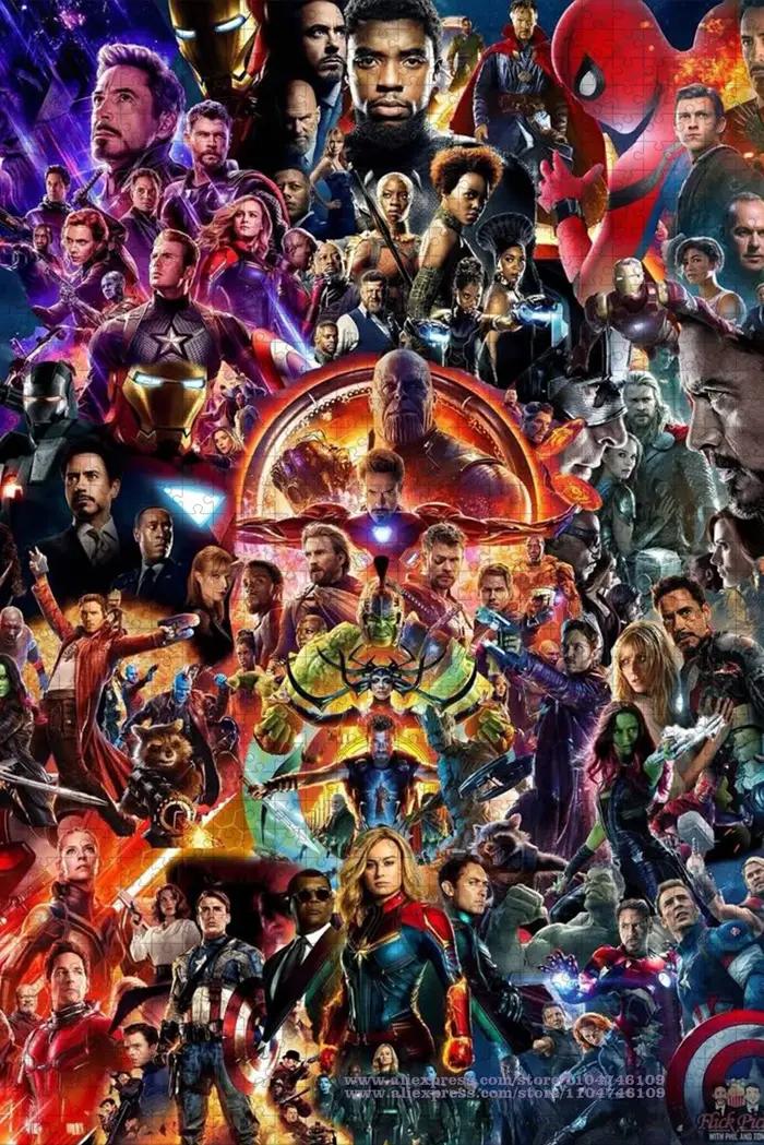 Puzzle de collections de personnages Marvel, 108/200/300/500/1000/1500 pièces, puzzle d'intelligence pour enfants et adultes, décoration de la maison
