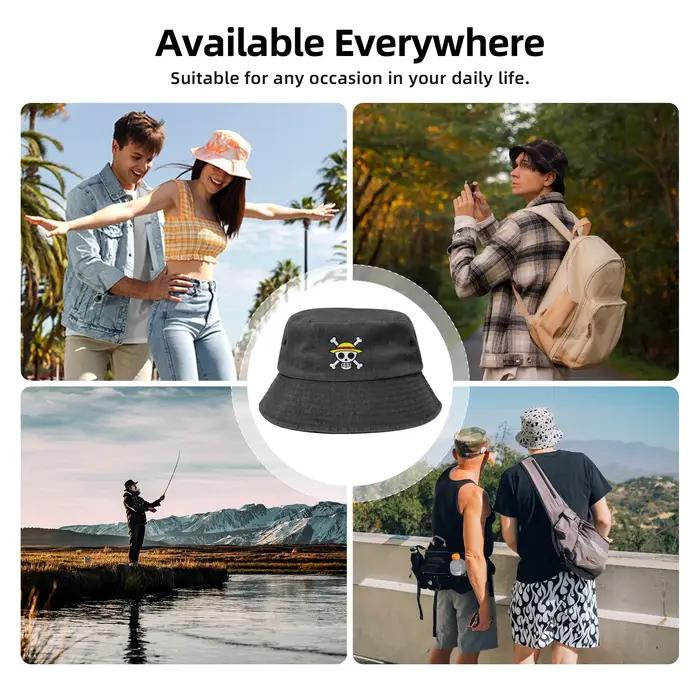 Chapeaux Bob Unisexe Style Vie de Plein Air Effet Vieilli et Délavé, Protection Anti-UV pour la Randonnée et la Pêche