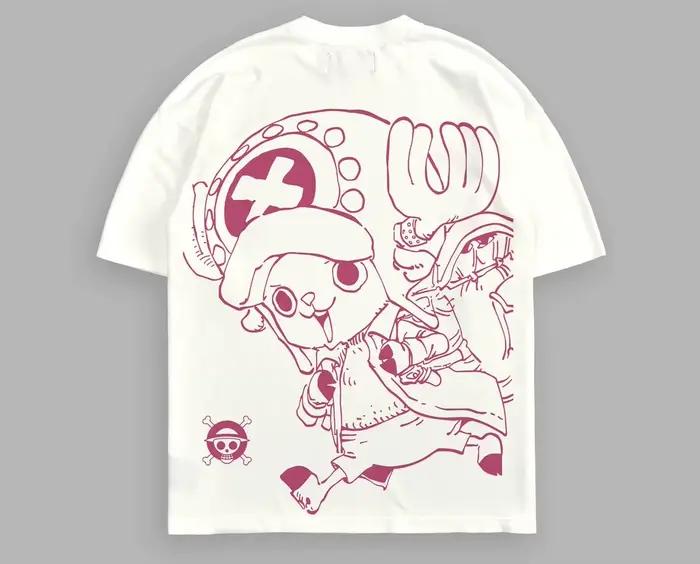T-shirt imprimé One Piece Tony Tony Chopper, T-shirt à manches courtes 100% coton tendance et polyvalent pour hommes