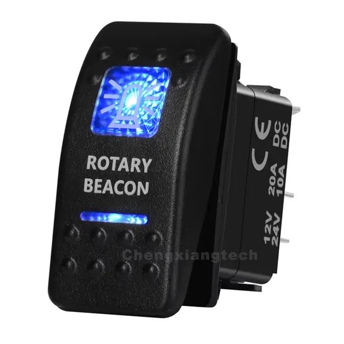 Interrupteur à bascule 12V de qualité marine SPST/ON-OFF, DPDT/(ON)-OFF (ON) avec barre lumineuse LED bleue pour Carling ARB NARVA, remplacement étanche IP66