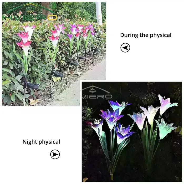 Solaire extérieur LED fleur de lys lumières jardin couleur atmosphère lampe voie cour pelouse parc Villa décorative étanche
