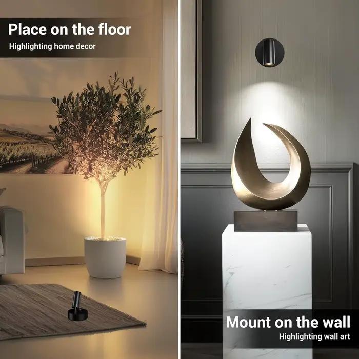 Rechargeable et alimenté par batterie 350 ° Spot mural orientable à trois couleurs avec interrupteur tactile pour intérieur