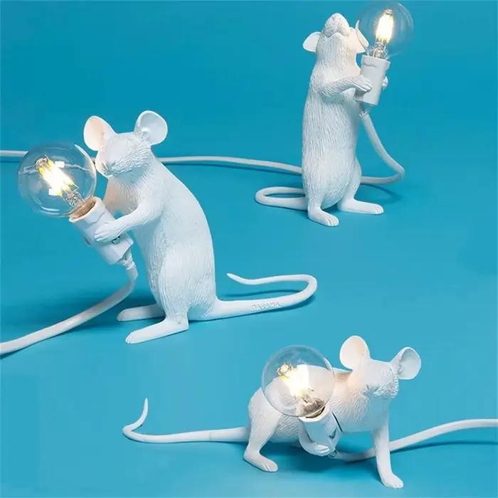 Lampe souris nordique LED lampes de Table résine veilleuses animaux lampes de Table décor à la maison chambre chevet étude bureau luminaires