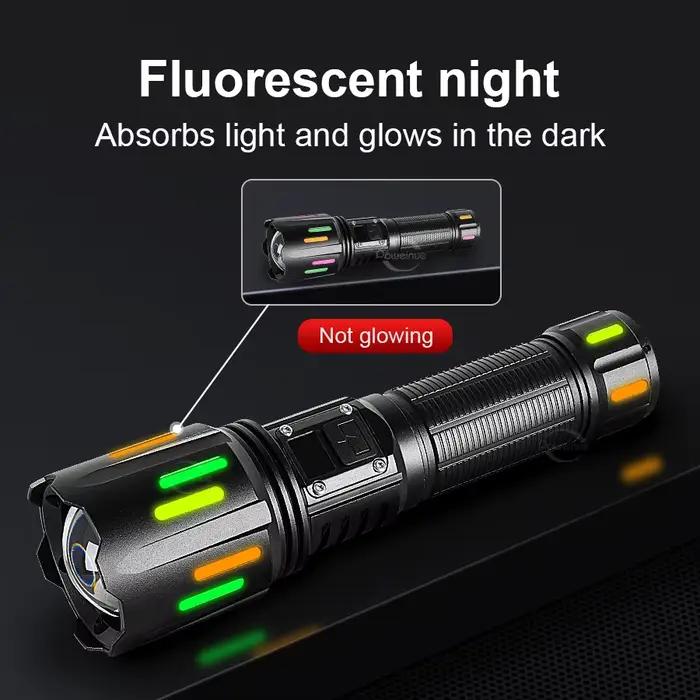 Lampe torche LED la plus puissante 2026, 280000000LM, super lumineuse, portée longue de 5500m, rechargeable par USB, lampe torche puissante pour le camping