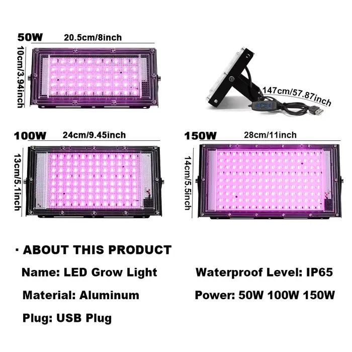 Led élèvent la lumière 50W 100W 150W 220V extérieur spectre complet LED plante croissance lampe projecteur LED projecteur réverbère LED projecteur