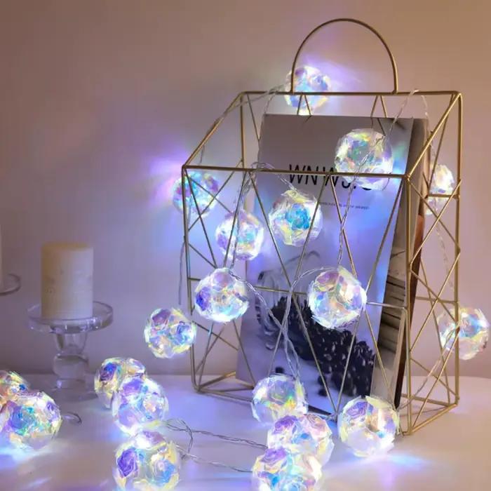 1pc 1.5M10LED créatif Laser brodé boule fleur chaîne lumières romantique Rose fleur Globe lampe pour la maison chambre jardin décor