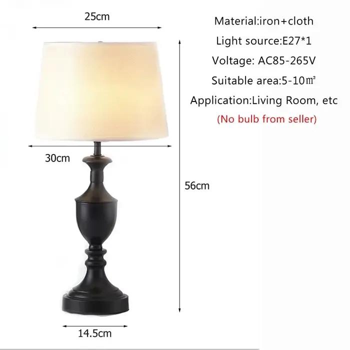 Lampe de chevet américaine, lampe de bureau en tissu, lampe de table européenne, pour décoration de salon, chambre à coucher et salle d'exposition