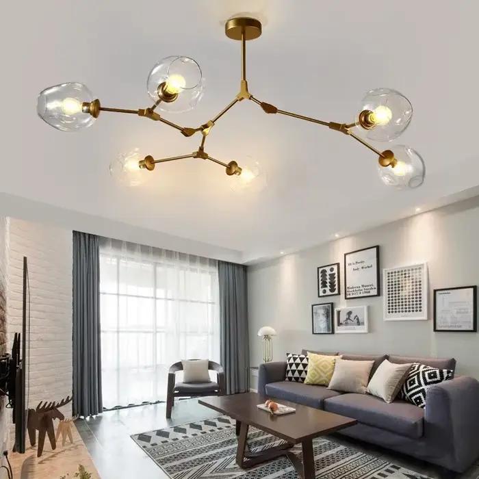 Lustre LED Nordique en Verre Moderne pour Salon Chambre Principale Restaurant Loft Suspension Décoration Intérieure