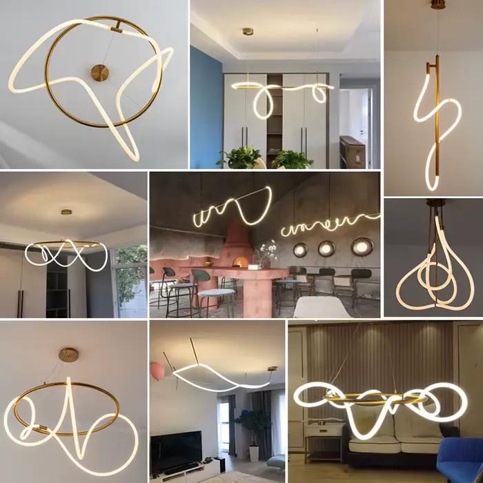 Lustre LED suspendu en forme d'art déco moderne