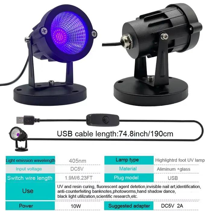 LED lumière violette 10W 30W lumière noire 405nm lampe UV projecteur pour vacances Halloween, durcissement de la résine, décor de fête, affiche fluorescente