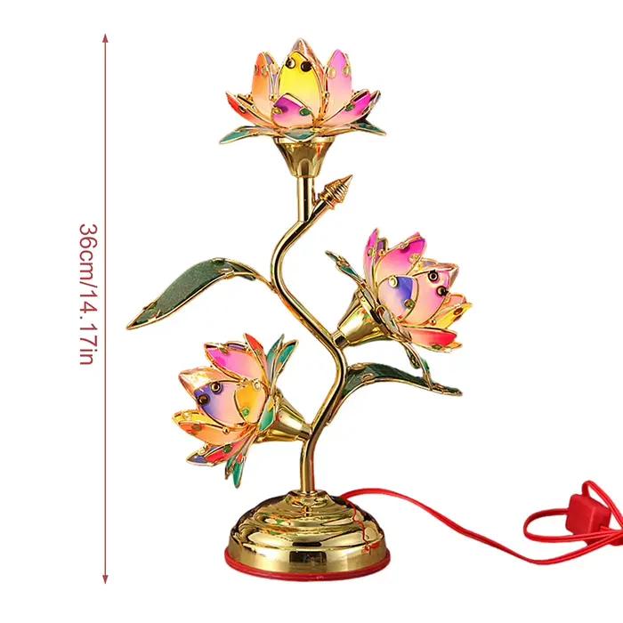 Lotus-Lamp Plug In Électrique Lotus-Lanterne LED longue durée : Lampe décorative de table économe en énergie Vibrant Multi-Color-Lotus