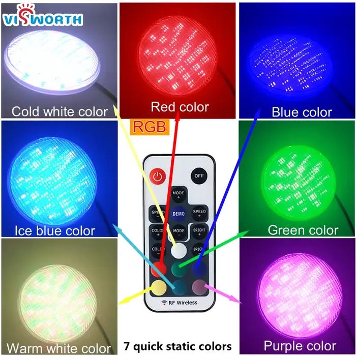Lampe LED PAR56 pour piscine, imperméable conforme à la norme IP68, spot lumineux submergé, RVB, lumière blanche chaude/froide, idéal pour une fontaine, un sécuritaires ou une piscine, 24/36W, 12V