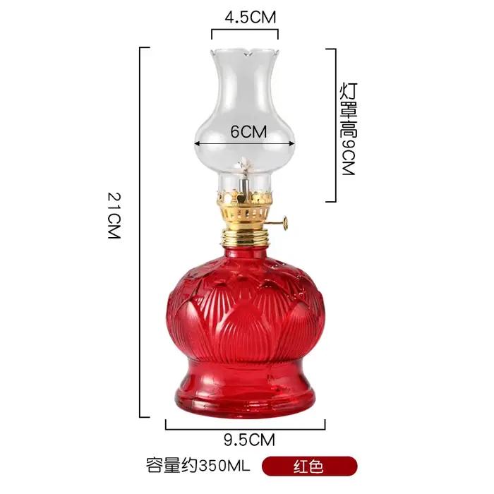 Lampe à huile à grande chambre en verre transparent pour décoration intérieure nostalgie style rétro élégant pour diverses occasions à offrir